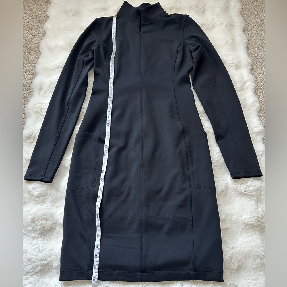 Athleta Delancey Black Half Zip Long Sleeve Mock Neck Dress with Pockets-SP - Picture 13 of 14